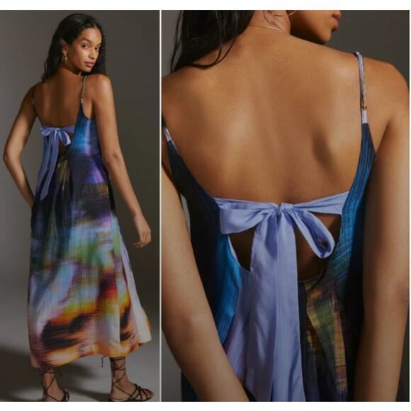 Anthropologie Nikki Pleated Maxi Dress Large New - Picture 2 of 11